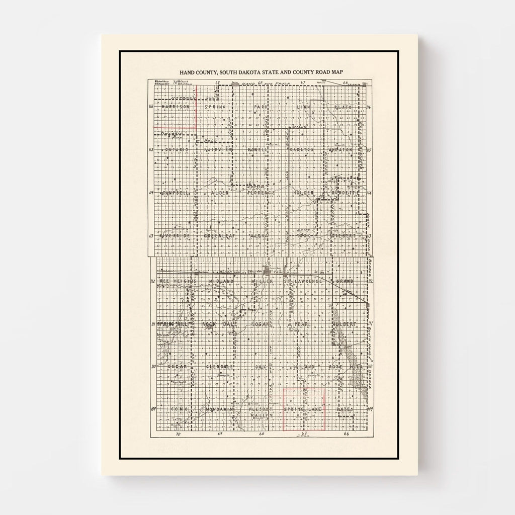 Vintage Map of Hand County, South Dakota 1900