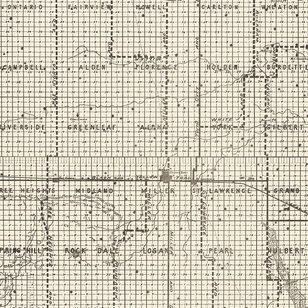 Vintage Map of Hand County, South Dakota 1900