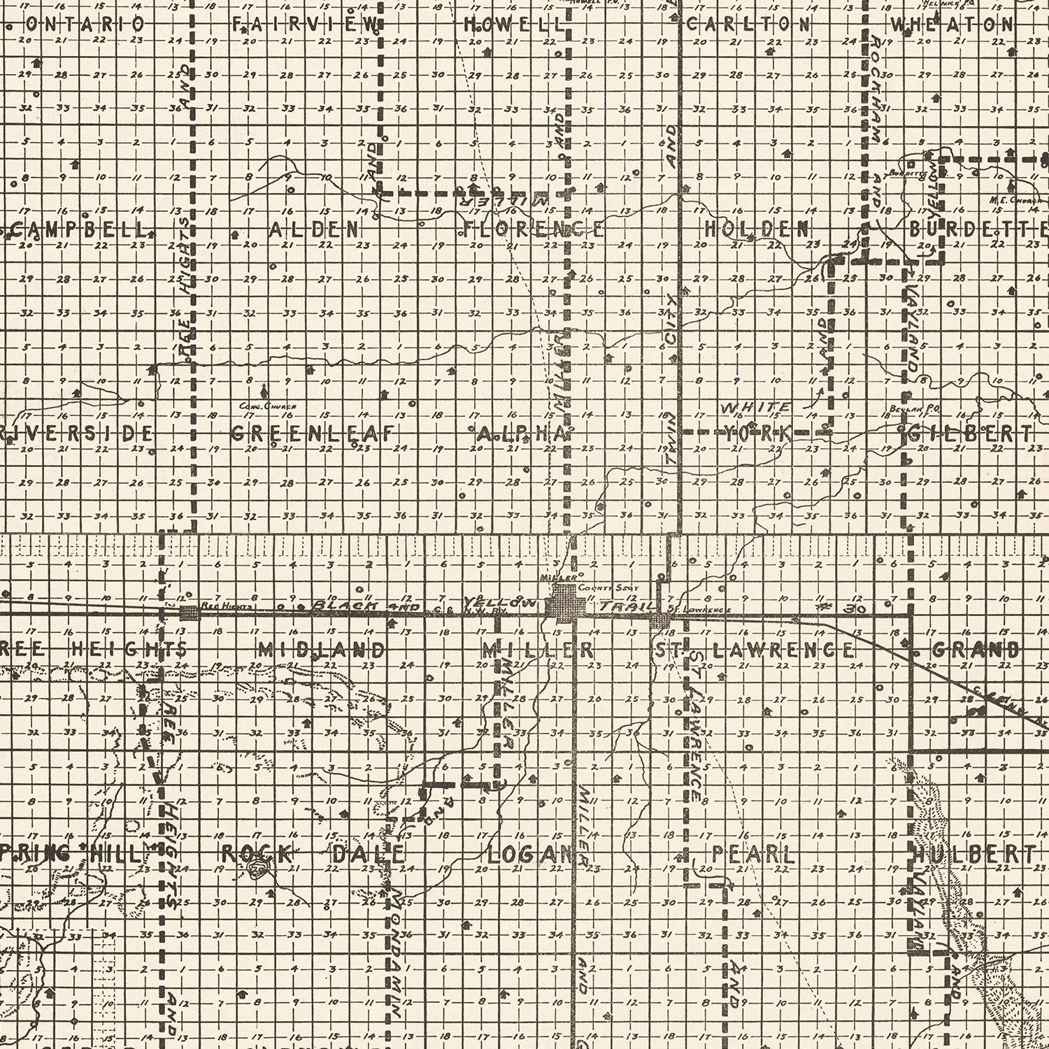 Vintage Map of Hand County, South Dakota 1900
