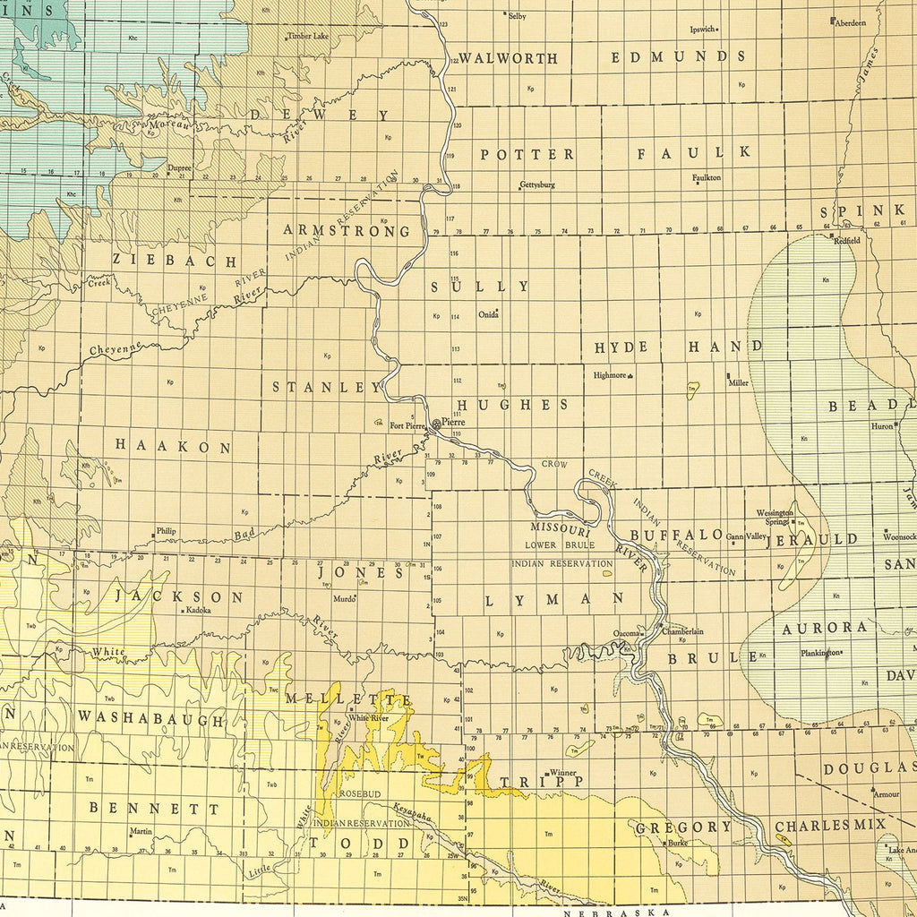 Vintage Map of South Dakota 1932