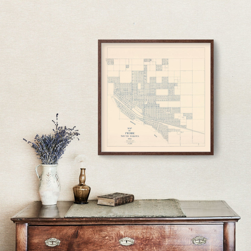 Vintage Map of Pierre, South Dakota 1931