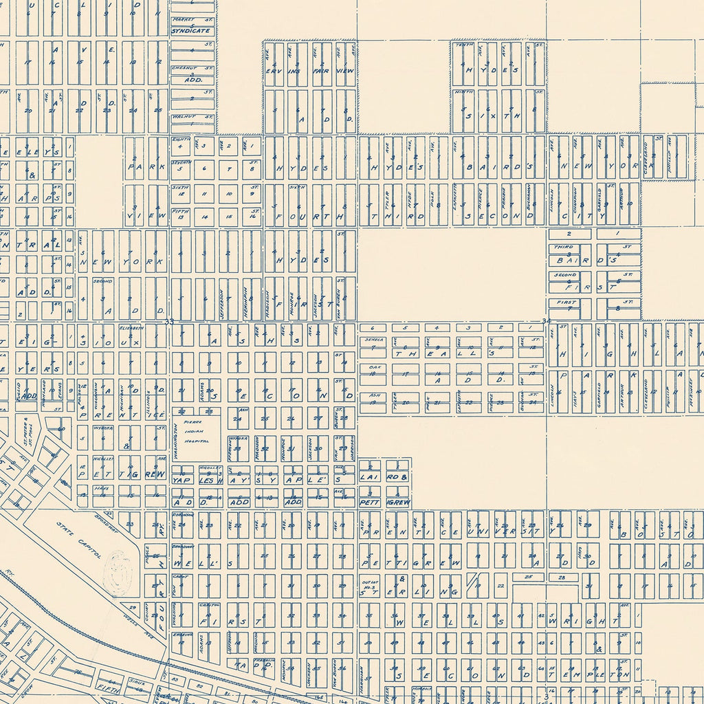 Vintage Map of Pierre, South Dakota 1931