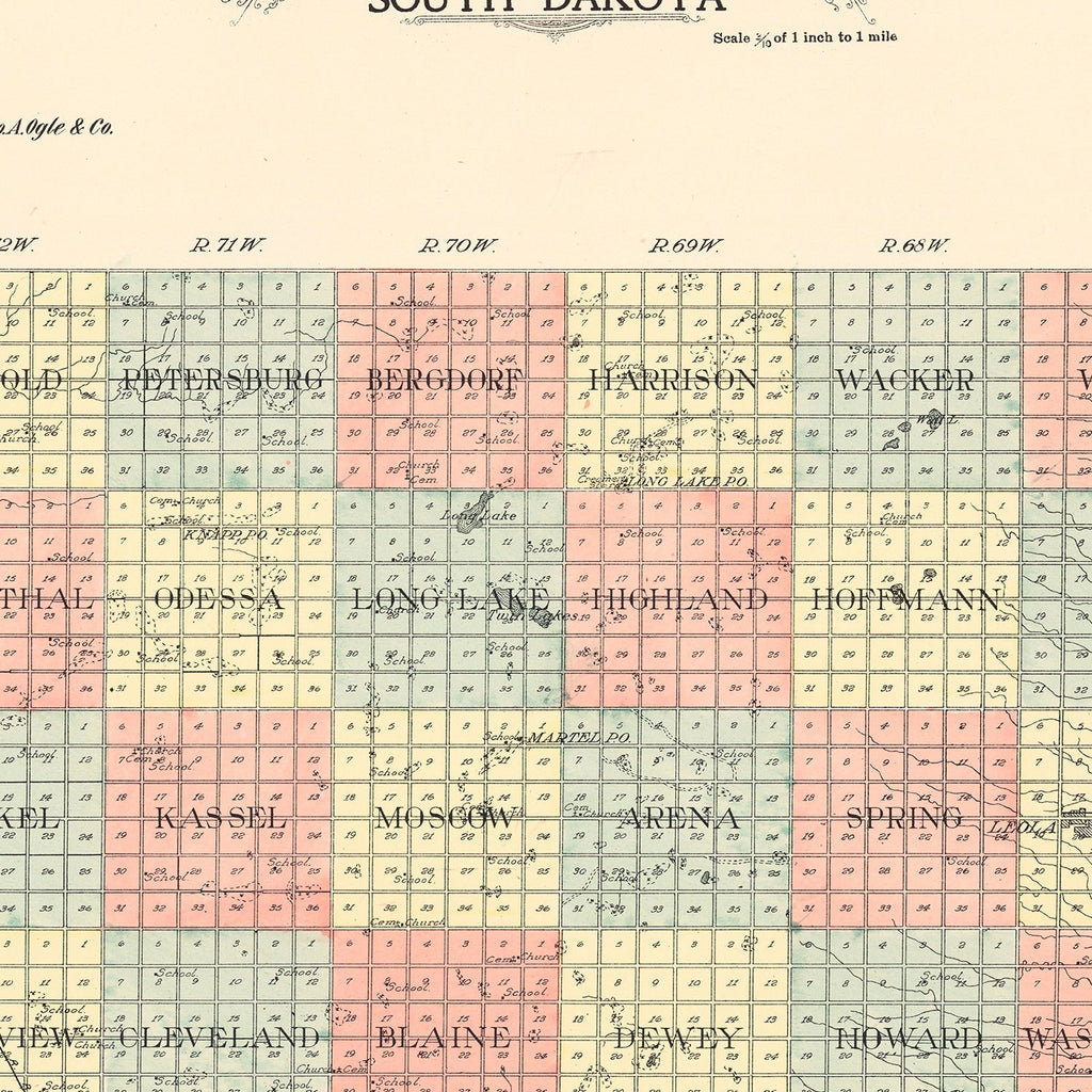 Vintage Map of McPherson County, South Dakota 1911
