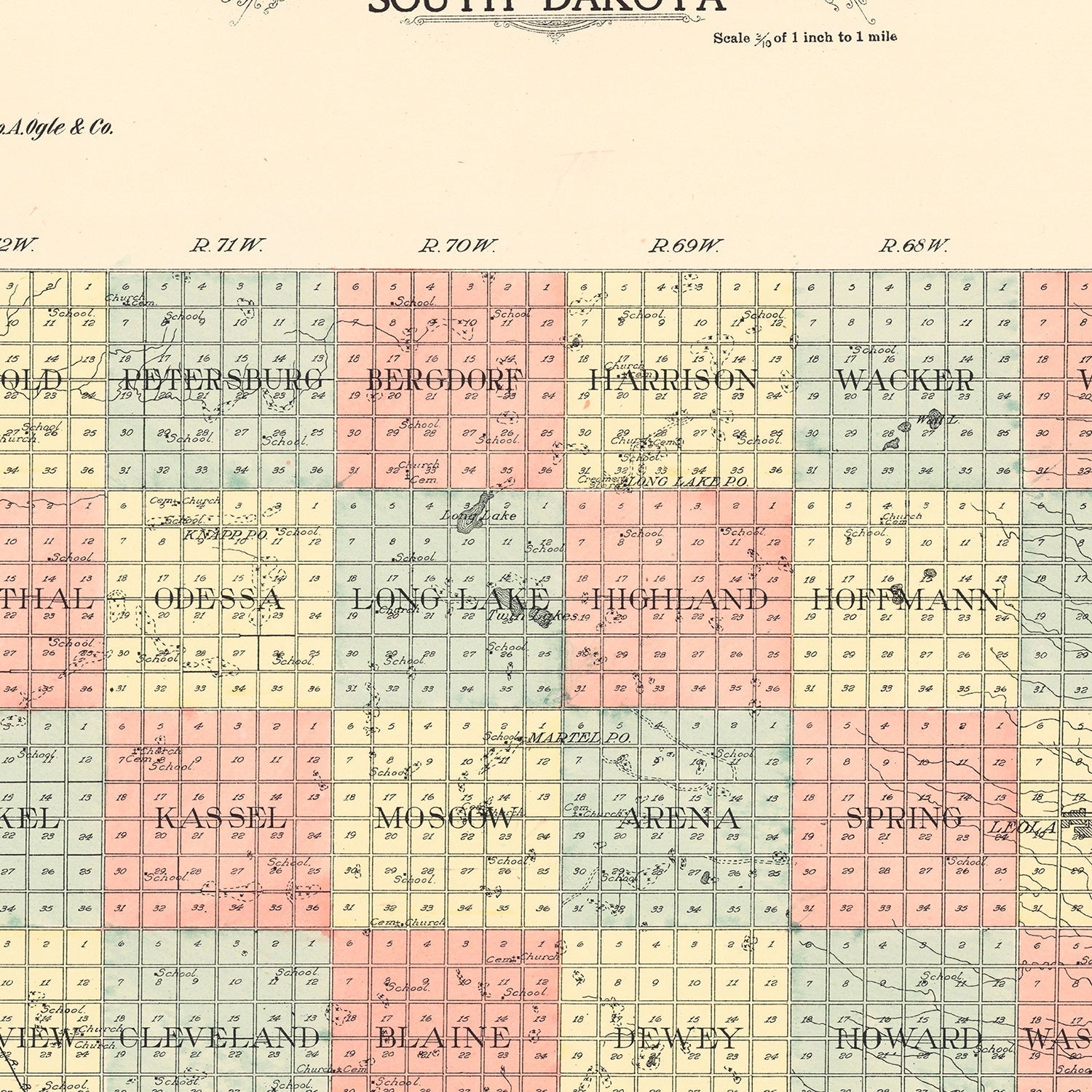 Vintage Map of McPherson County, South Dakota 1911