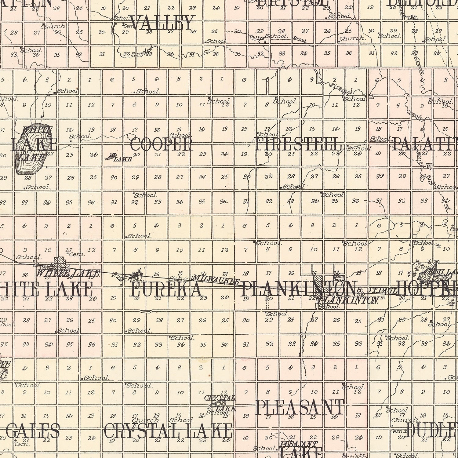 Vintage Map of Aurora County, South Dakota 1911