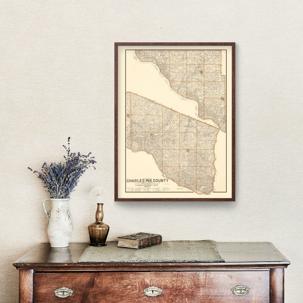 Vintage Map of Charles Mix County, South Dakota 1909