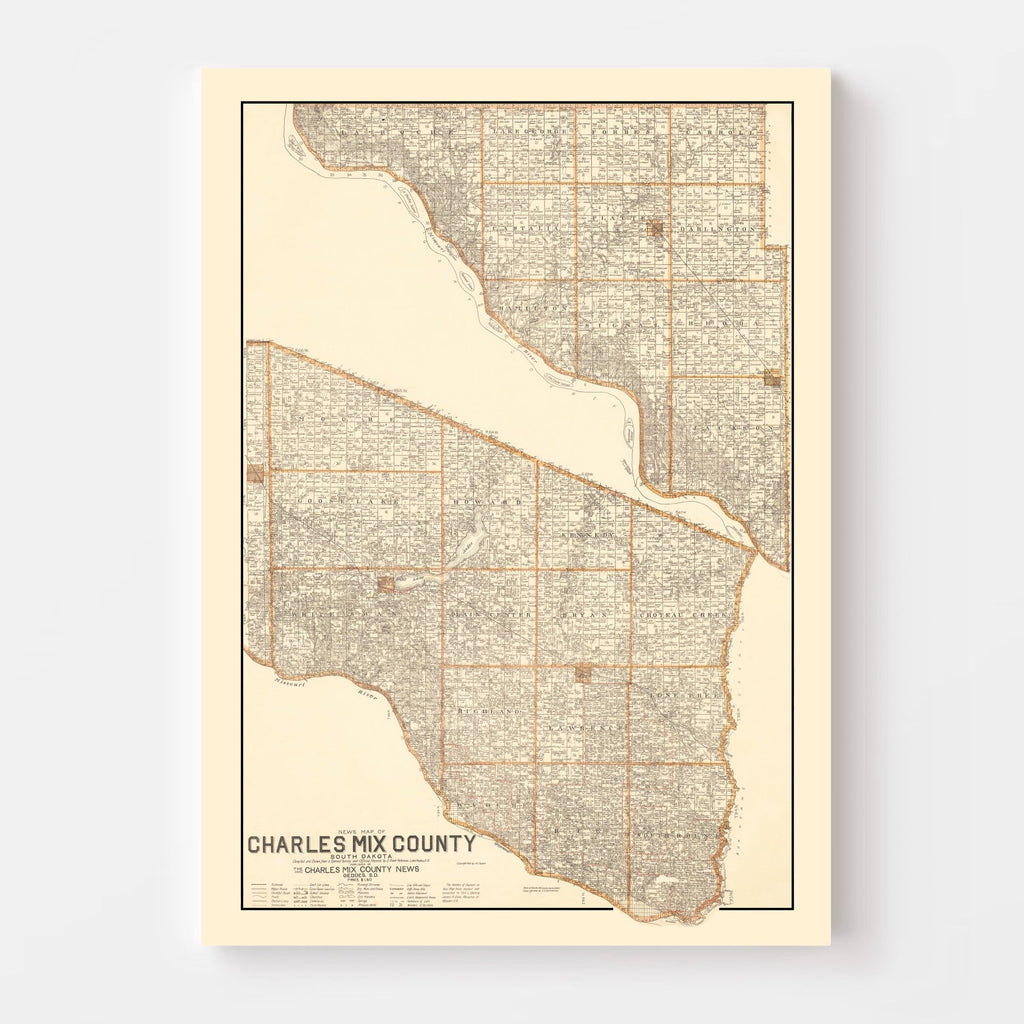 Vintage Map of Charles Mix County, South Dakota 1909