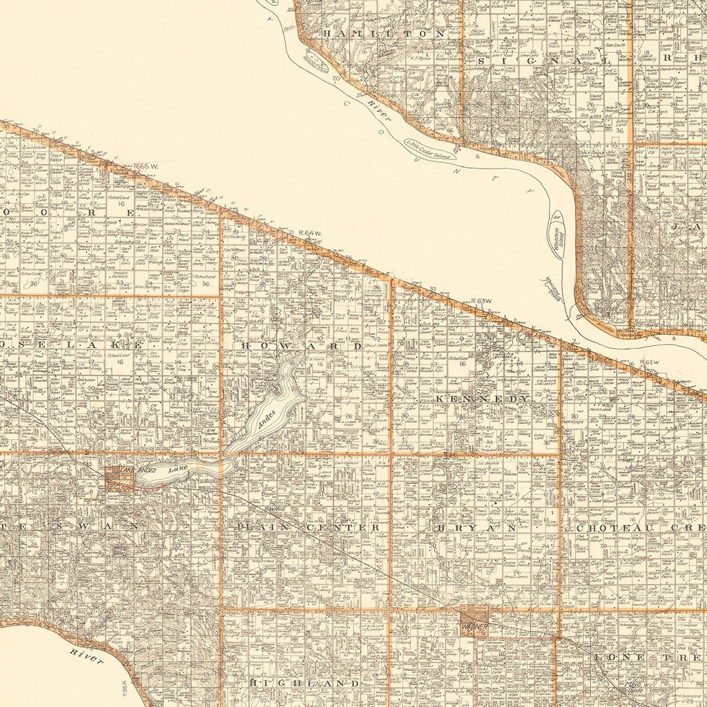 Vintage Map of Charles Mix County, South Dakota 1909