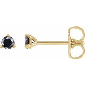 14K Yellow Gold 1/3 CTW Natural Black Diamond  Earrings