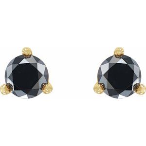 14K Yellow Gold 1/3 CTW Natural Black Diamond  Earrings – image 2