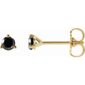 14K Yellow Gold 3/4 CTW Natural Black Diamond Earrings