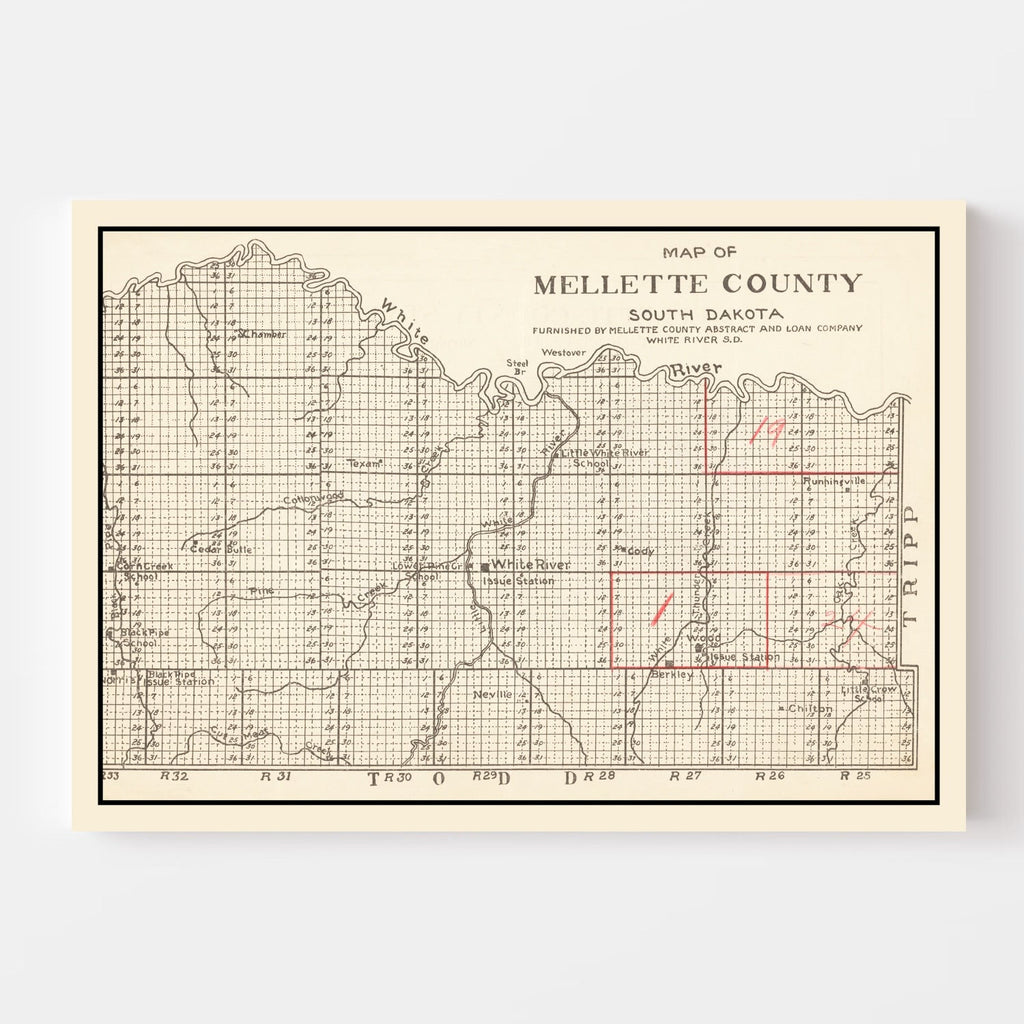 Vintage Map of Mellette County, South Dakota 1900