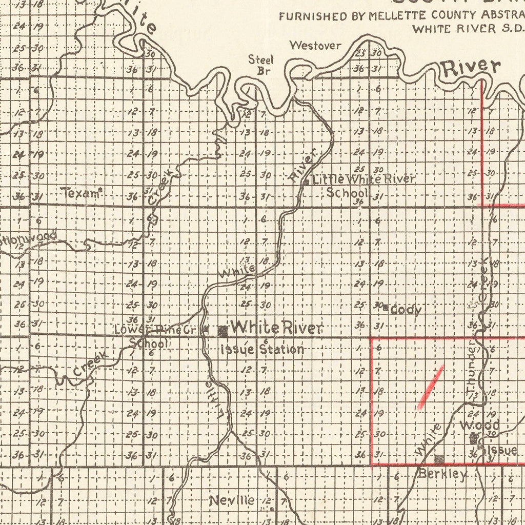 Vintage Map of Mellette County, South Dakota 1900