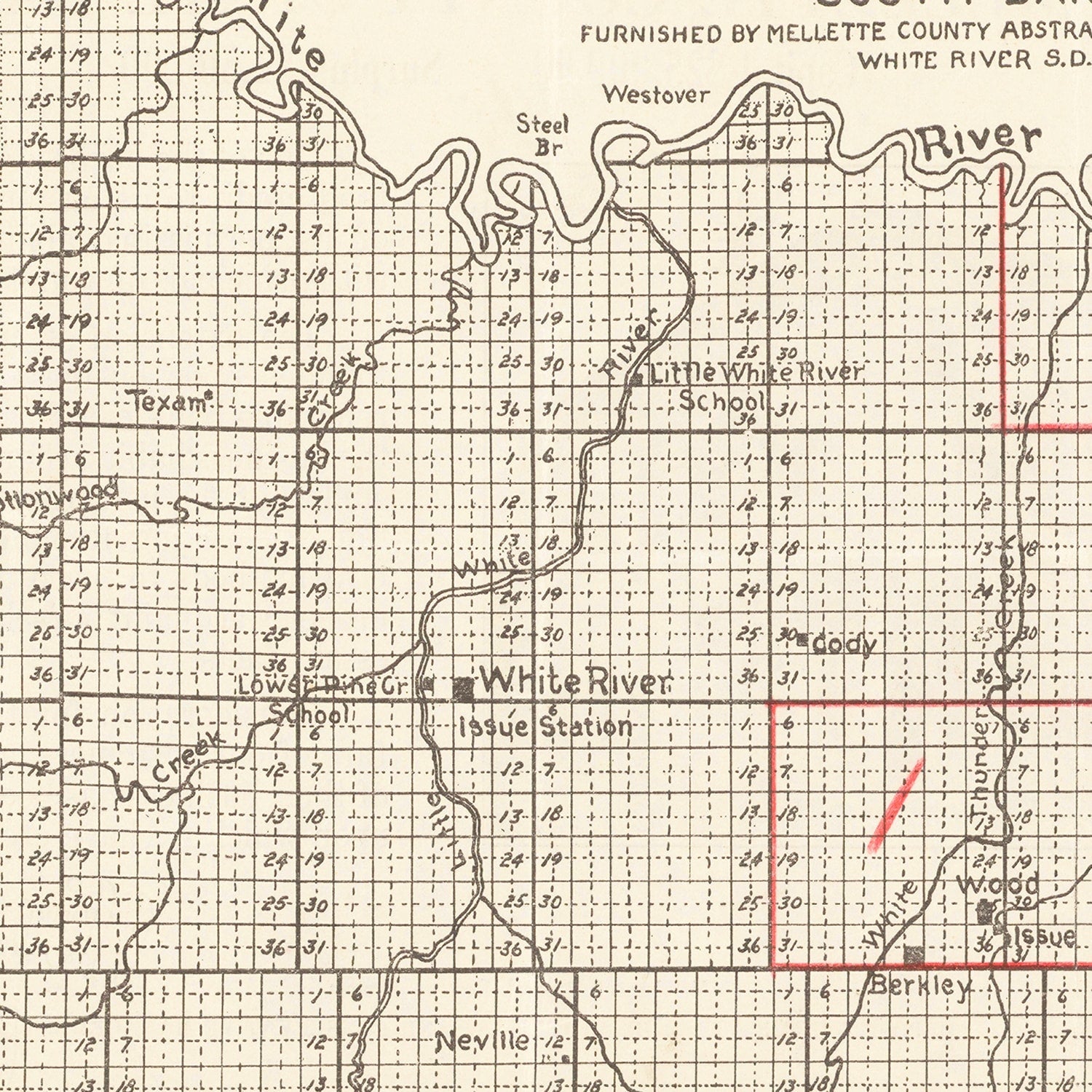 Vintage Map of Mellette County, South Dakota 1900
