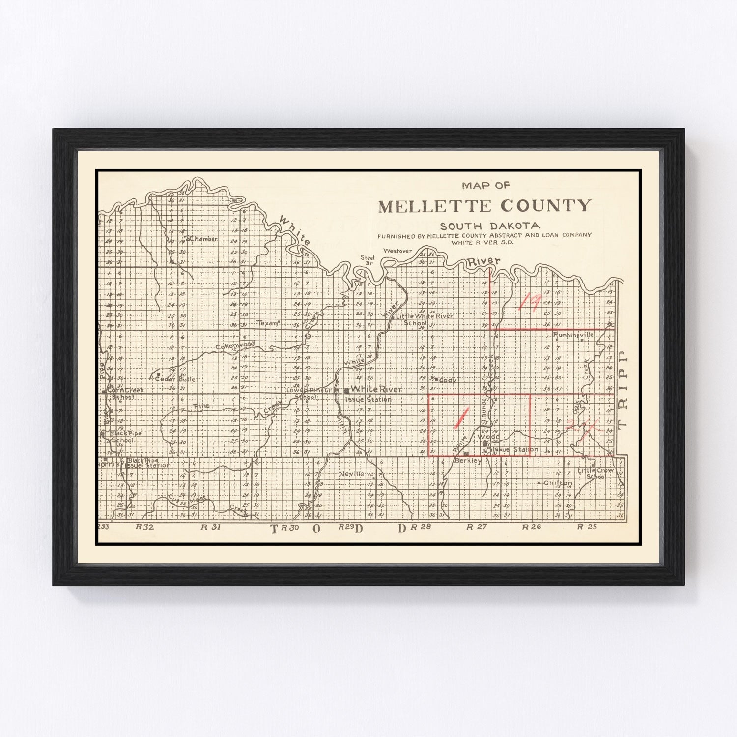 Vintage Map of Mellette County, South Dakota 1900
