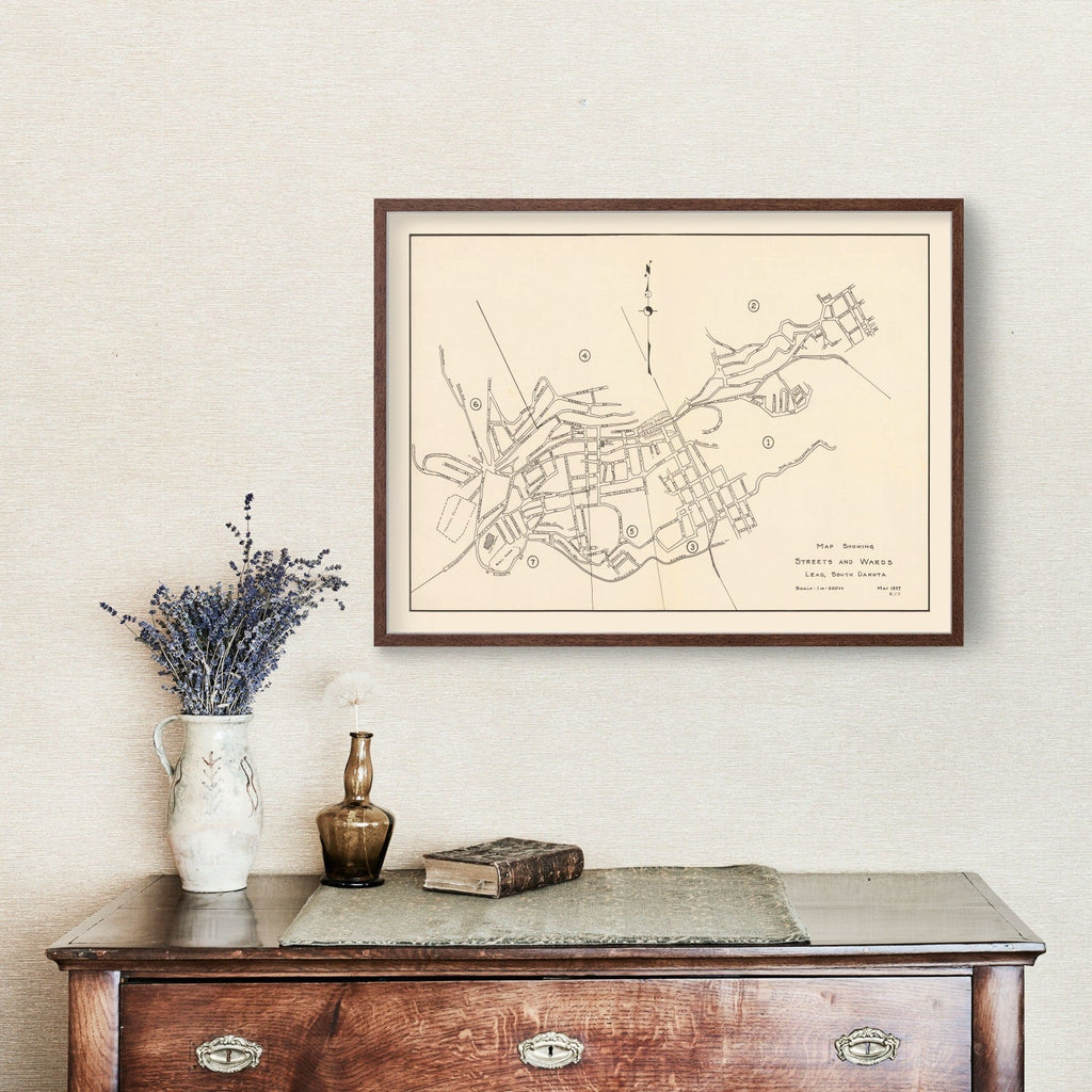 Vintage Map of Lead, South Dakota 1937