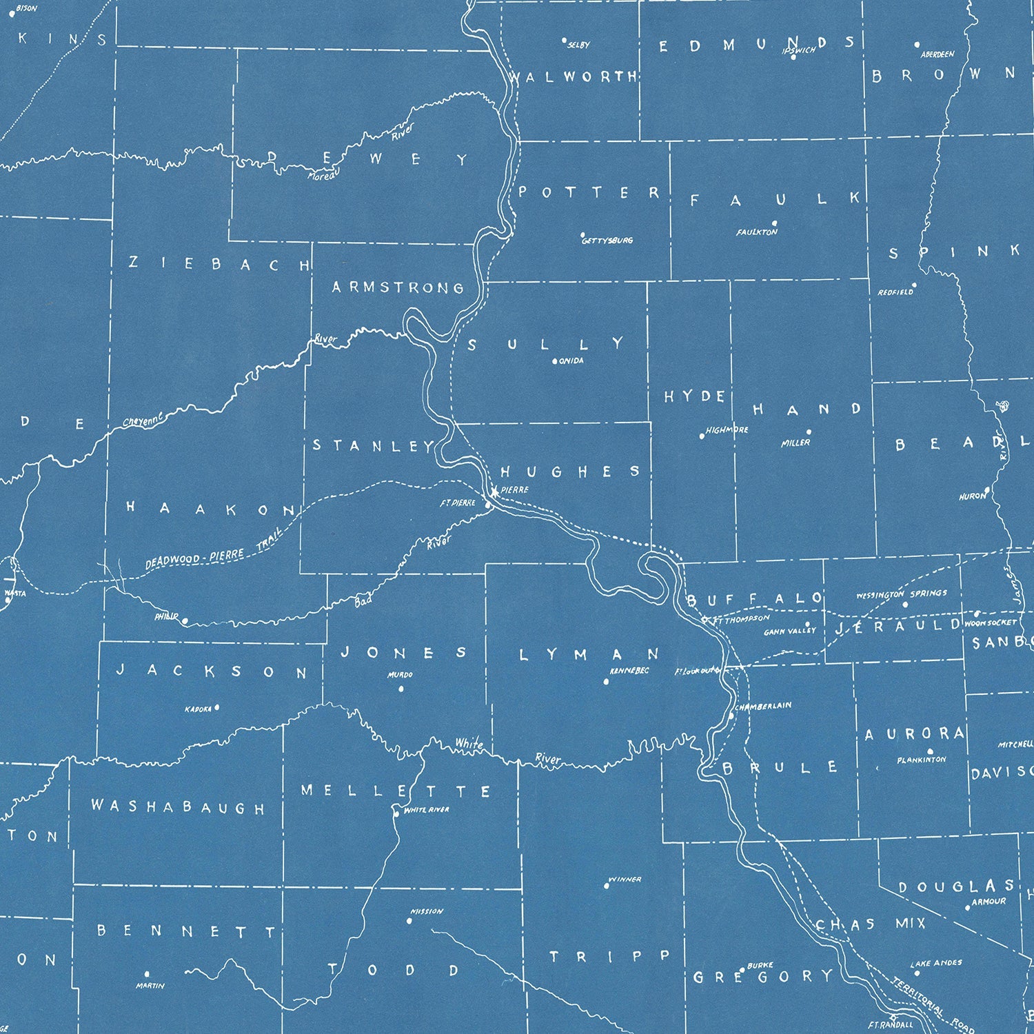 Vintage Map of South Dakota 1930