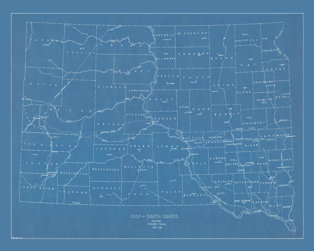 Vintage Map of South Dakota 1930