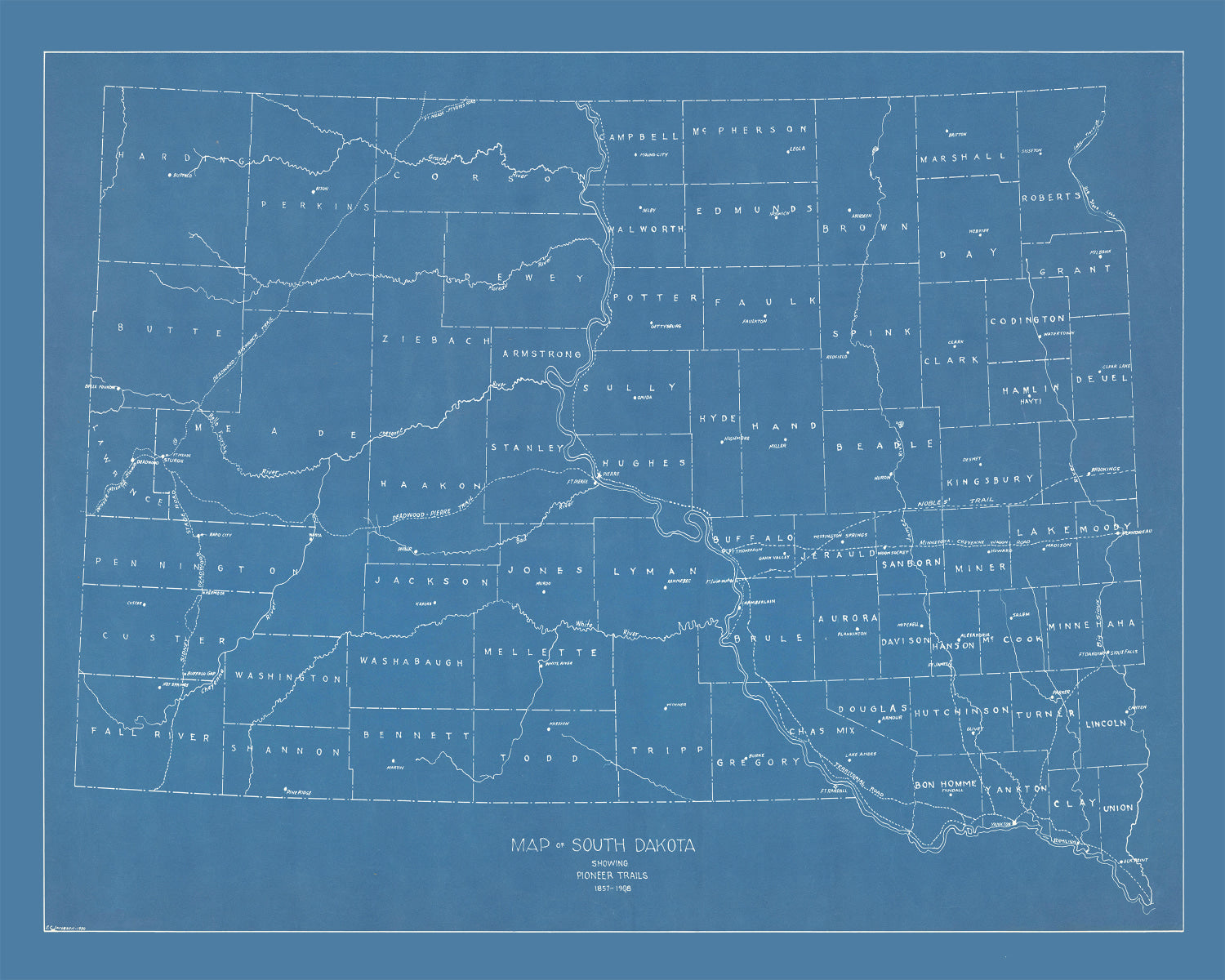 Vintage Map of South Dakota 1930