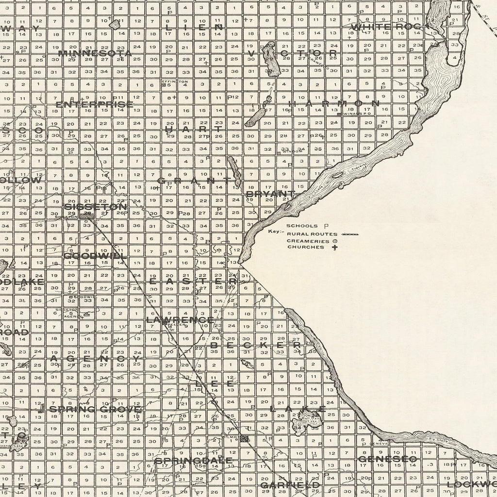 Vintage Map of Roberts County, South Dakota 1907
