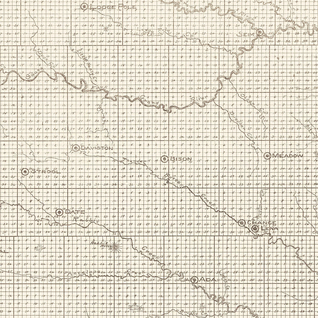 Vintage Map of Perkins County, South Dakota 1919