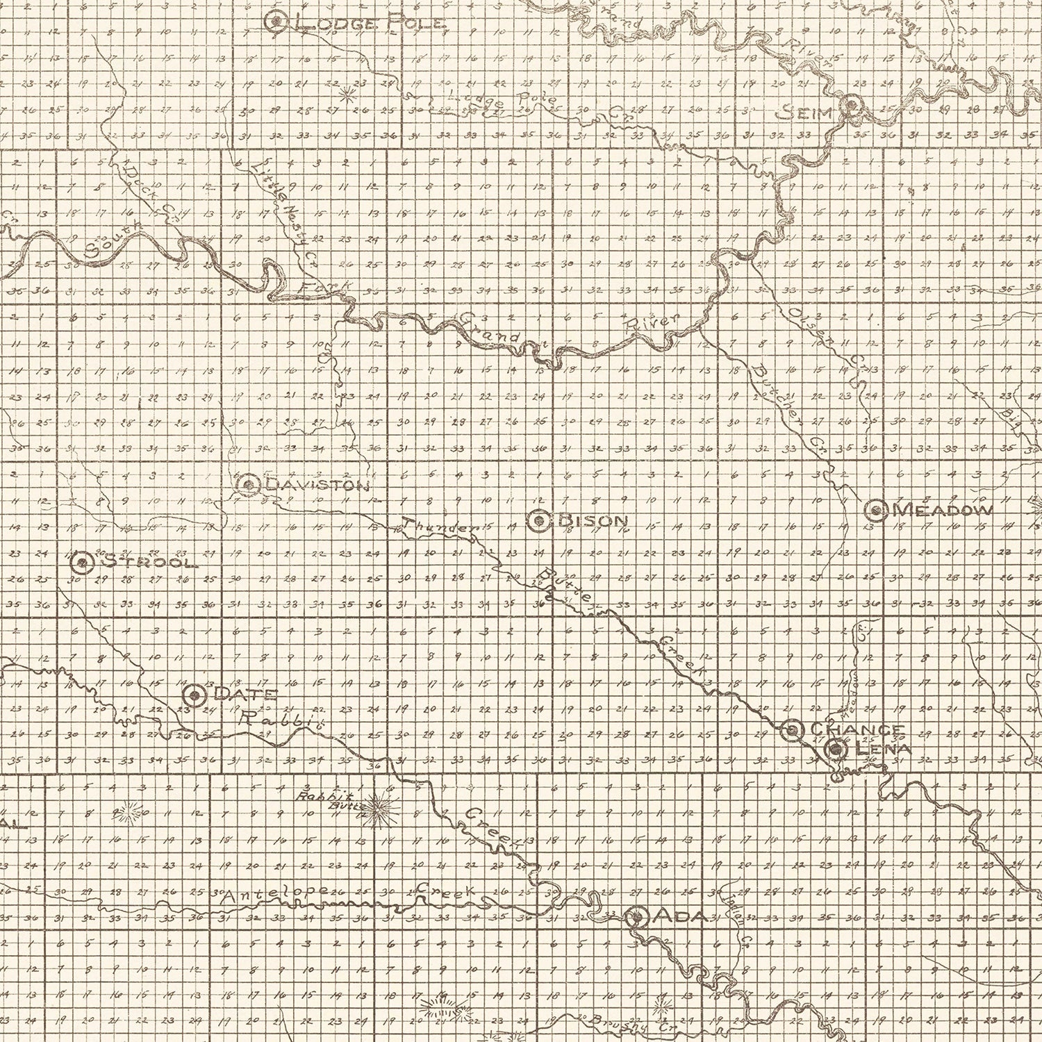 Vintage Map of Perkins County, South Dakota 1919