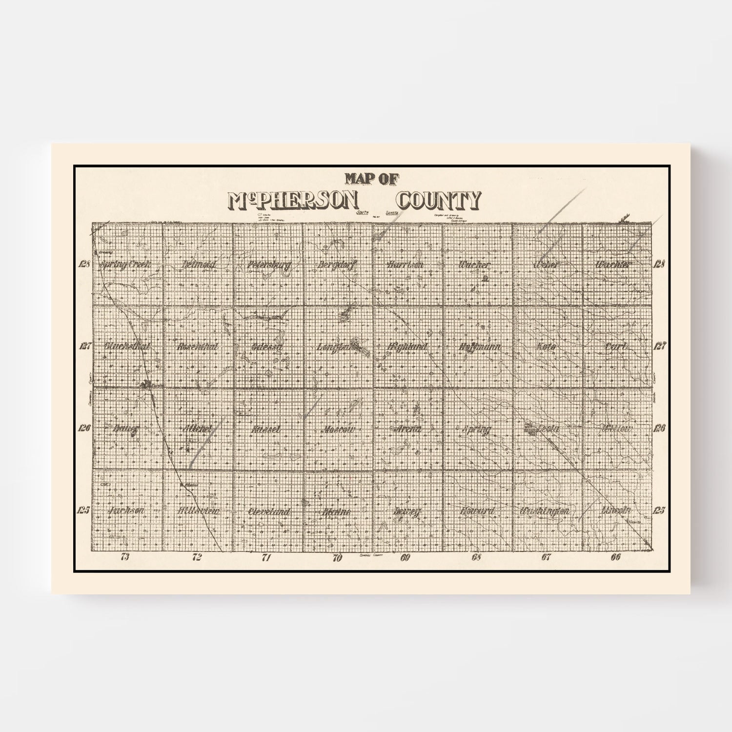 Vintage Map of McPherson County, South Dakota 1914