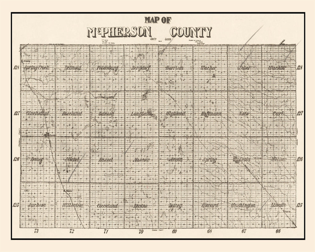 Vintage Map of McPherson County, South Dakota 1914