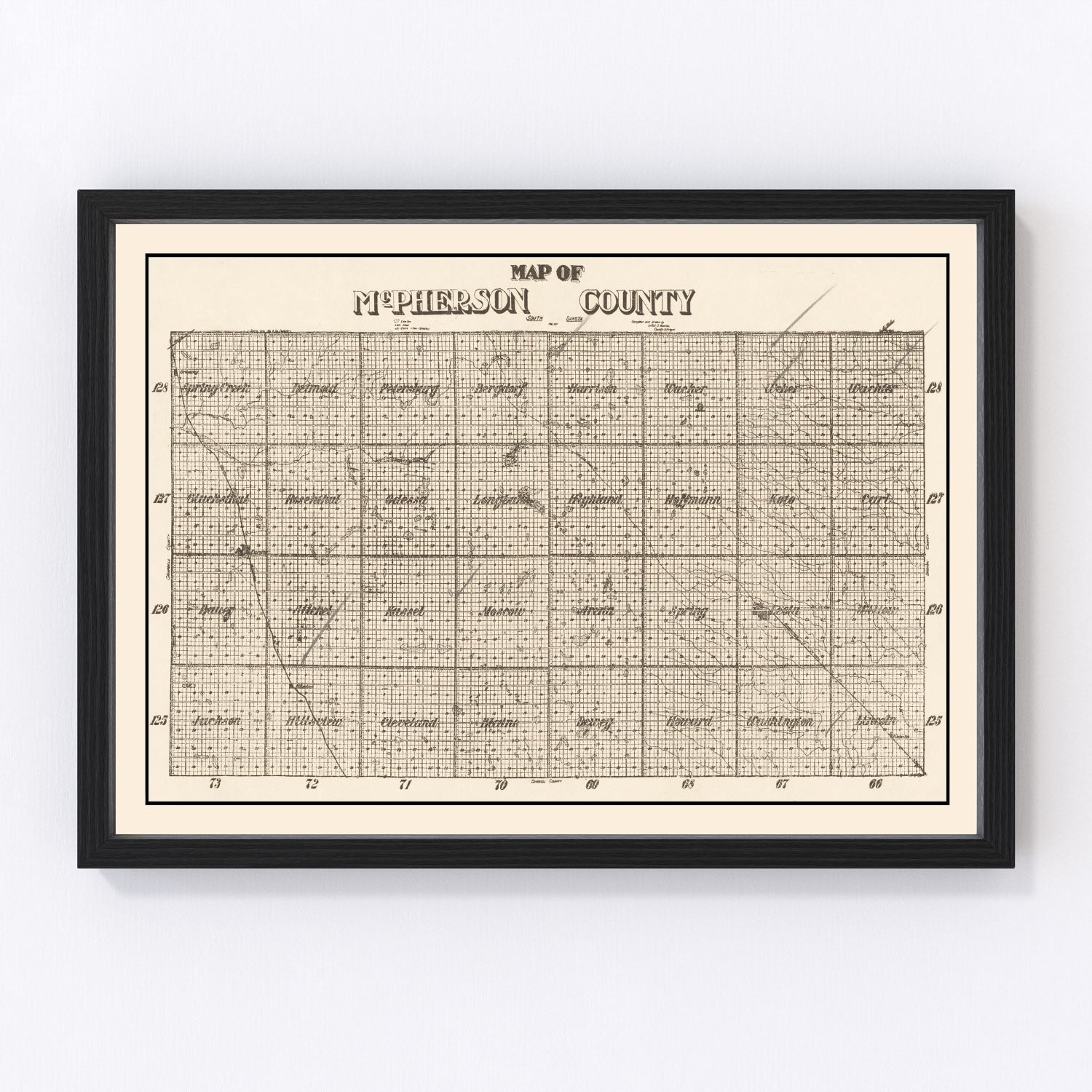 Vintage Map of McPherson County, South Dakota 1914