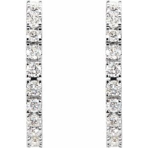 14K White Gold 1 CTW Natural Diamond 20.5 mm Hoop Earrings – image 2