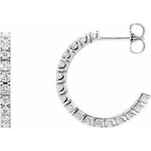 14K White Gold 1 CTW Lab-Grown Diamond 20.5 mm Hoop Earrings