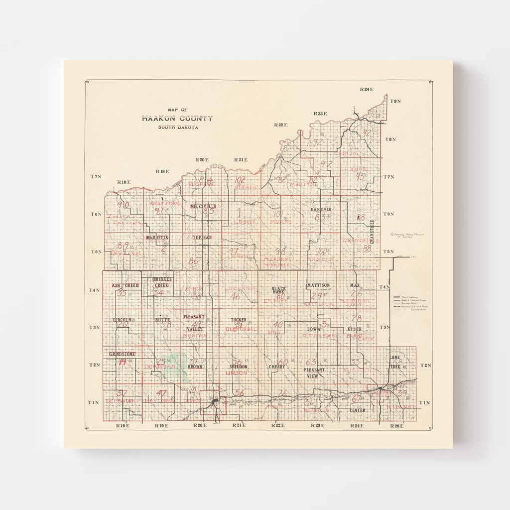 Vintage Map of Haakon County, South Dakota 1900