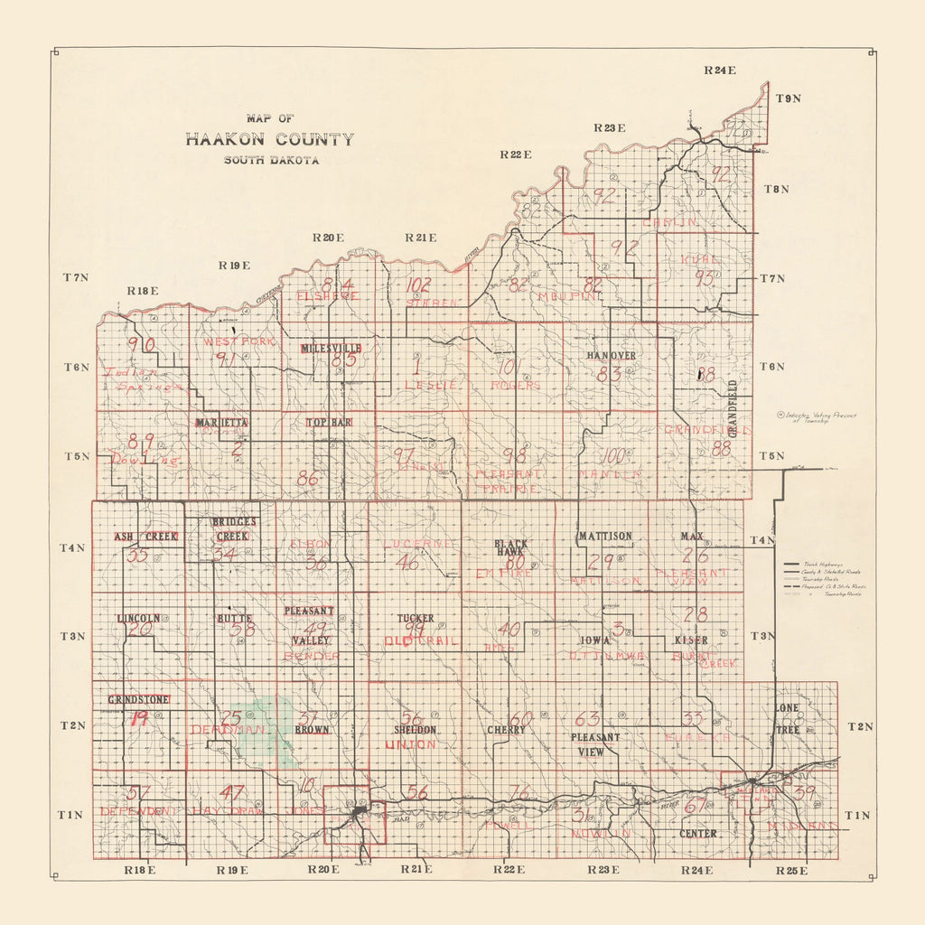 Vintage Map of Haakon County, South Dakota 1900