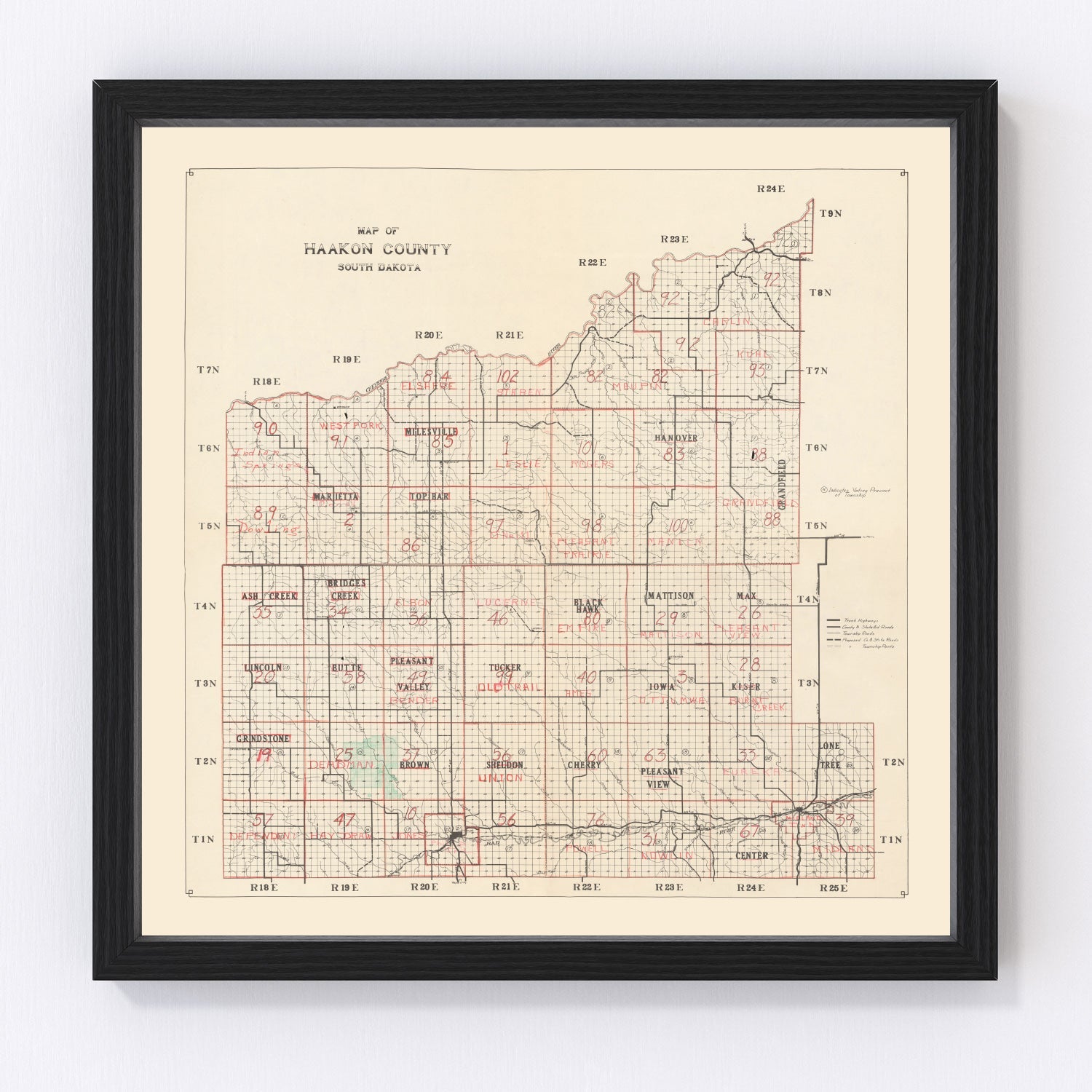 Vintage Map of Haakon County, South Dakota 1900