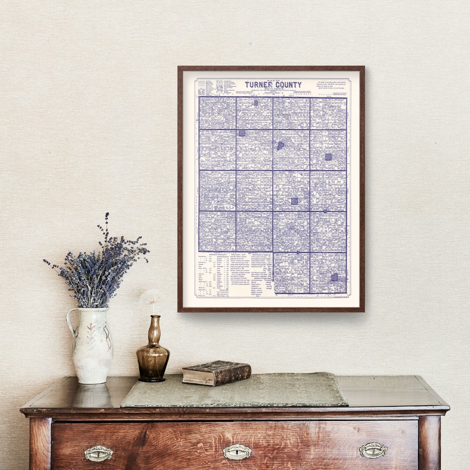 Vintage Map of Turner County, South Dakota 1909