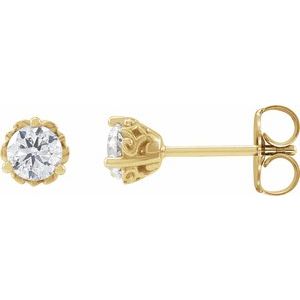 14K Yellow Gold 1/3 CTW Natural Diamond Vintage-Inspired Earrings