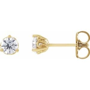 14K Yellow Gold 1/2 CT Lab-Grown Diamond Scroll Earrings