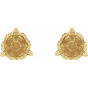 14K Yellow Gold 3.5 mm Round 3-Prong Scroll Earring Mounting – image 2