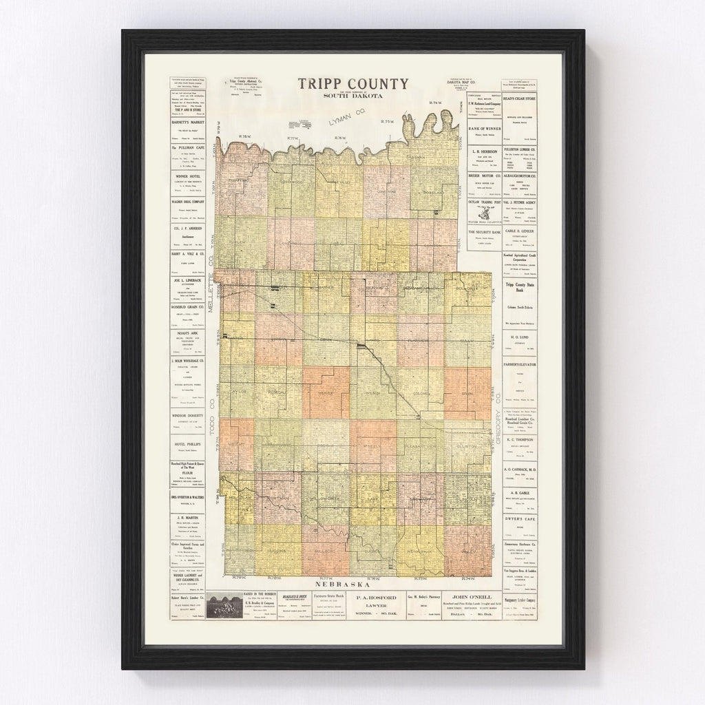 Vintage Map of Tripp County, South Dakota 1930