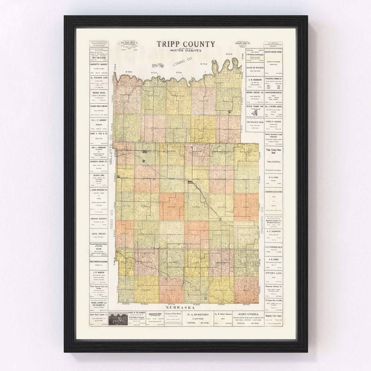 Vintage Map of Tripp County, South Dakota 1930