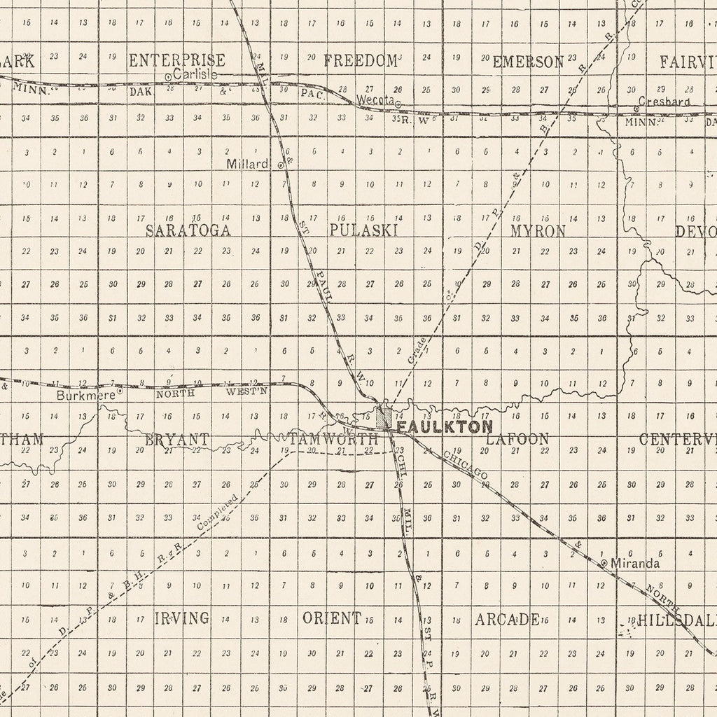 Vintage Map of Faulk County, South Dakota 1900