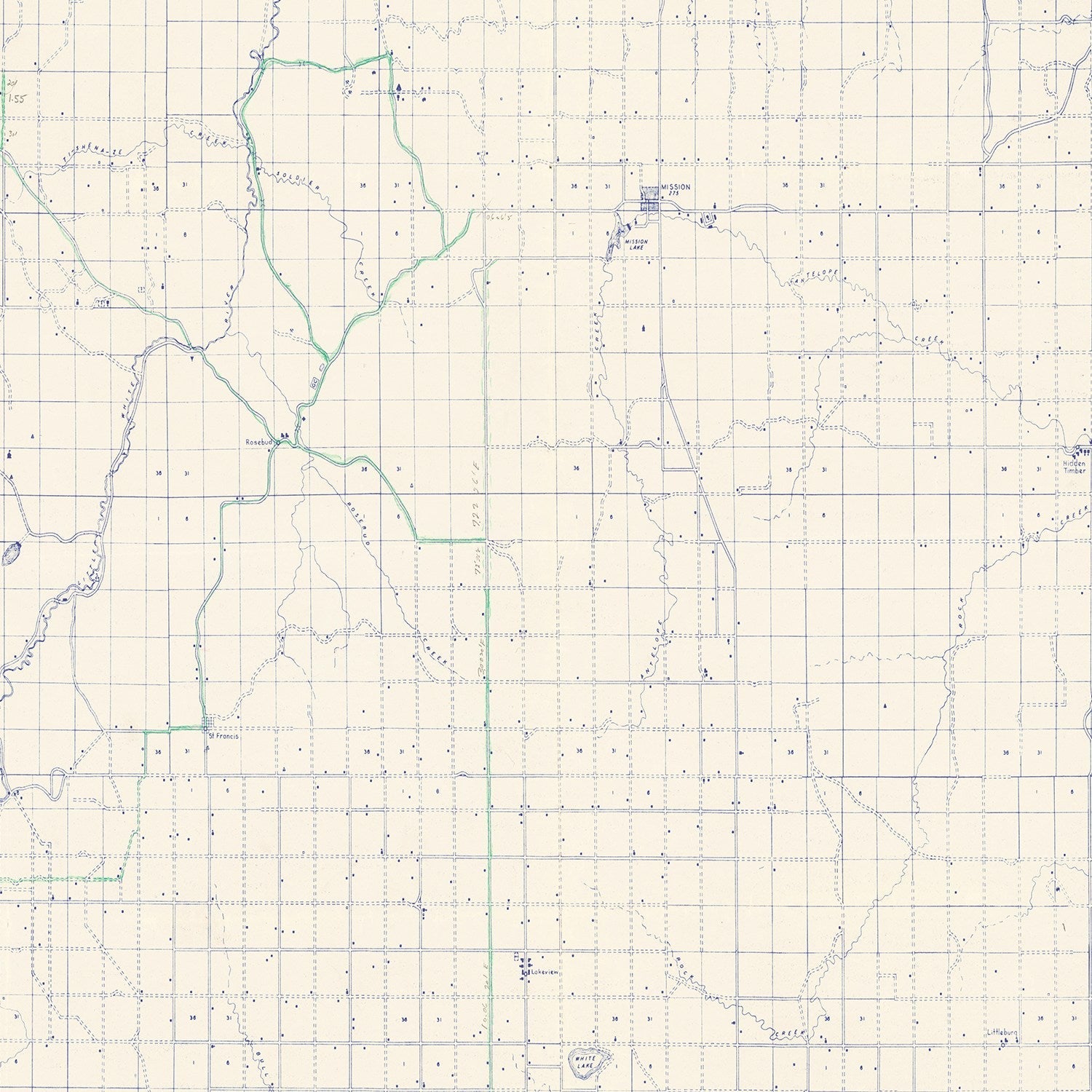 Vintage Map of Todd County, South Dakota 1900