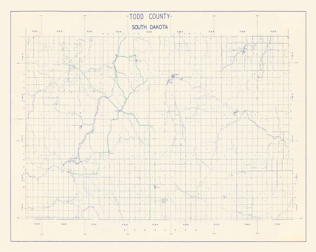 Vintage Map of Todd County, South Dakota 1900