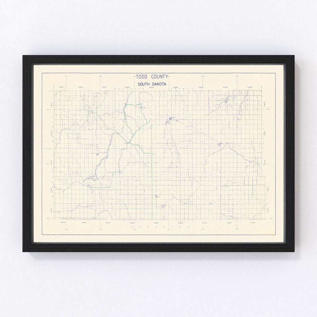 Vintage Map of Todd County, South Dakota 1900