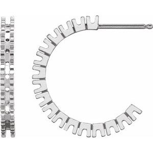 14K White Gold 2 mm Round Accented 20.5 mm Hoop Earring Mounting