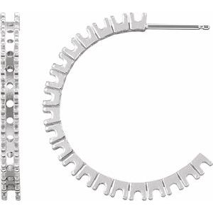 14K White Gold 2.4 mm Round Accented 27.7 mm Hoop Earring Mounting