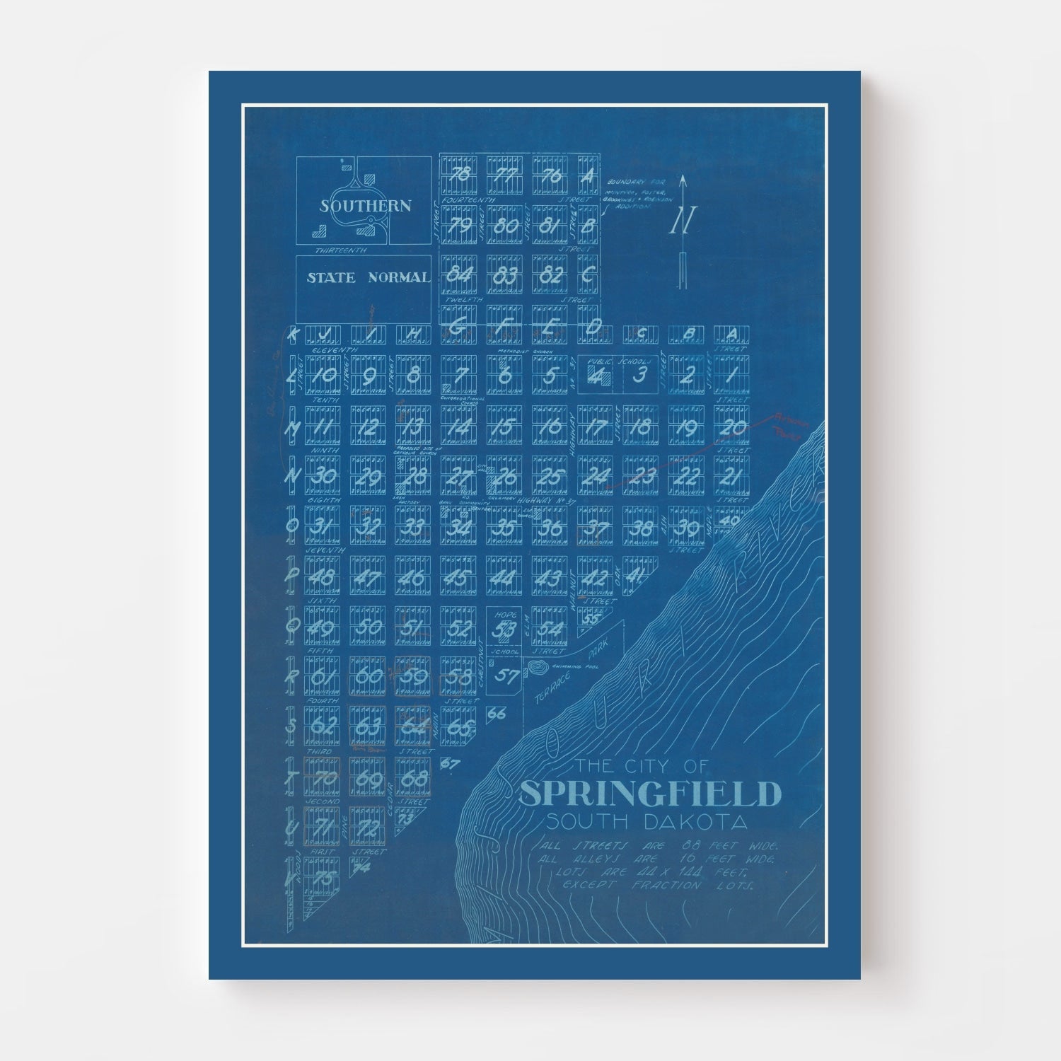 Vintage Map of Springfield, South Dakota 1881