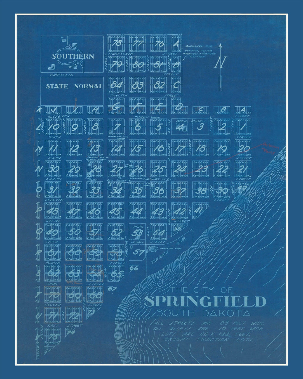 Vintage Map of Springfield, South Dakota 1881