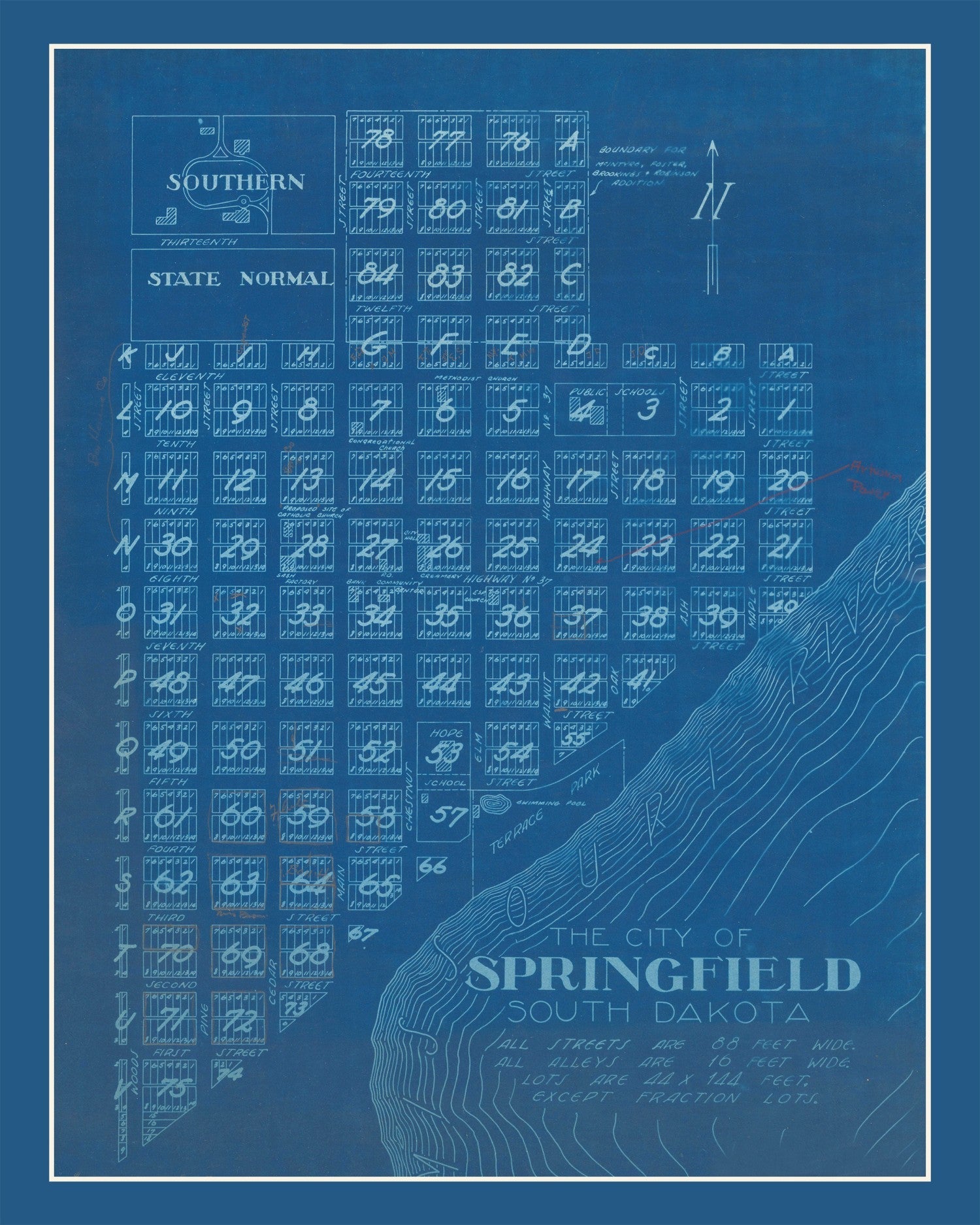 Vintage Map of Springfield, South Dakota 1881