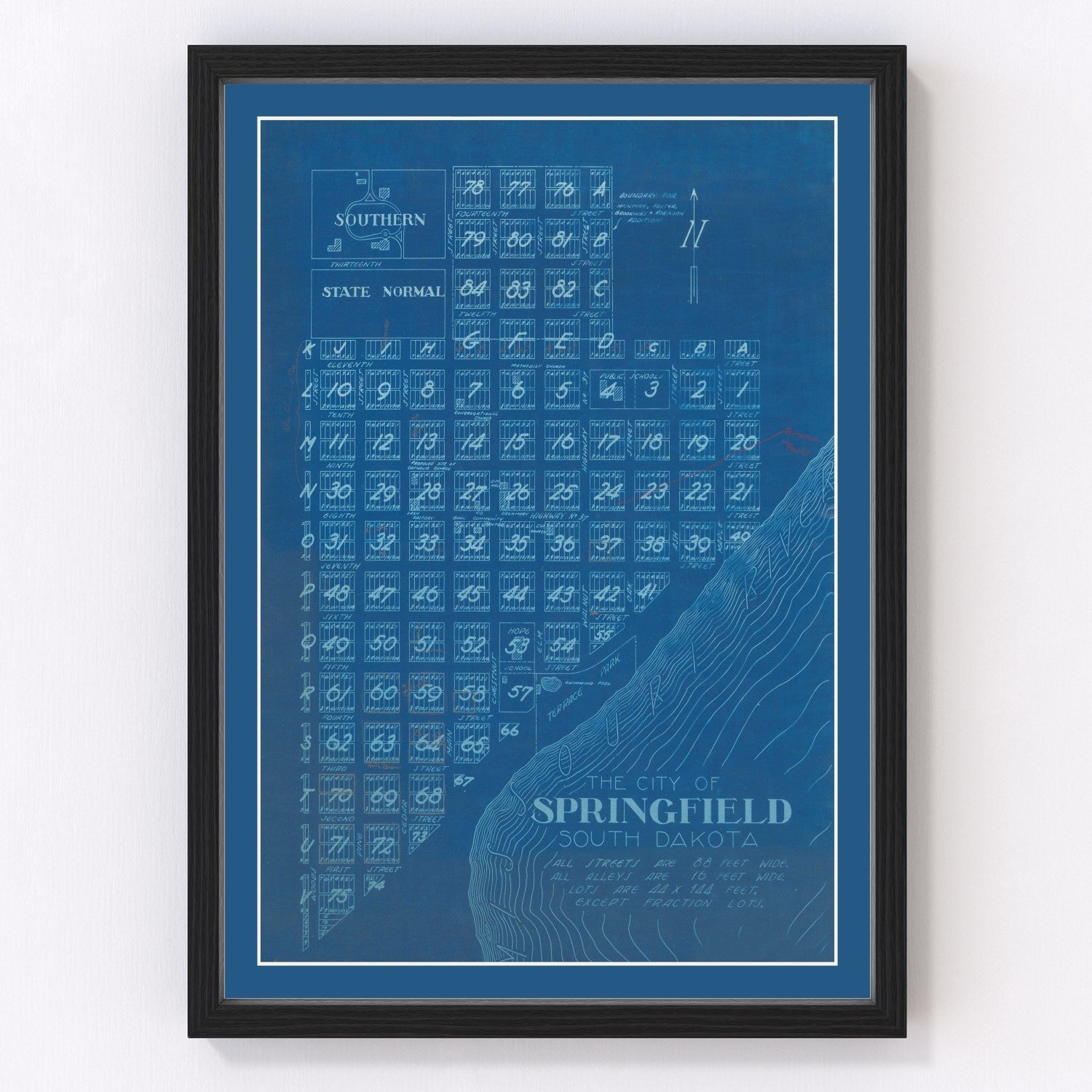 Vintage Map of Springfield, South Dakota 1881
